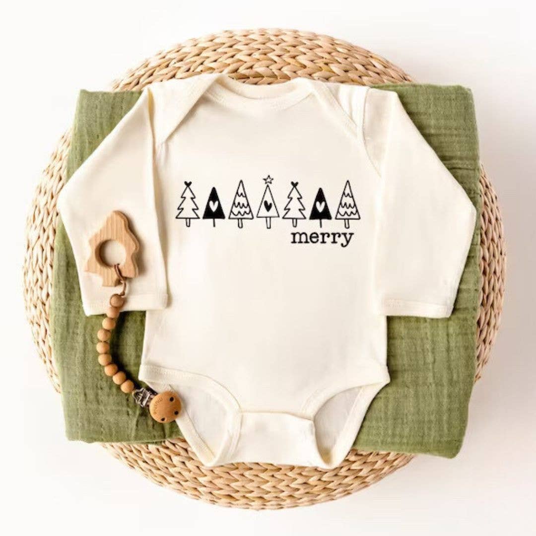 Merry Christmas Trees Baby Bodysuit | Gifts for Babies